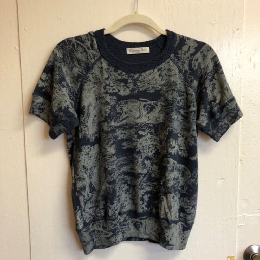 Christian Dior Galliano era hemp knit short-sleeve toile sweatshirt top FR 36